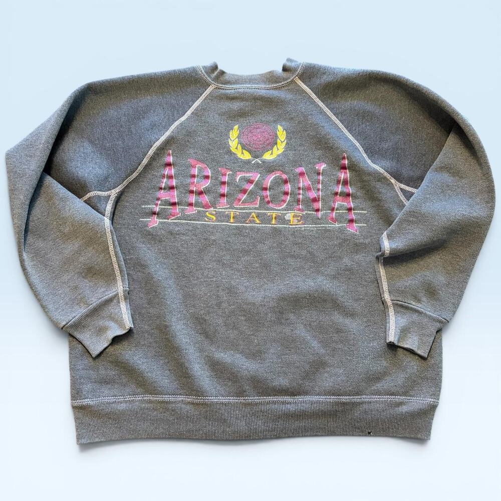 Vintage Faded Arizona State Sun Devils Sweatshirt Mens Large Gray Crewneck ASU